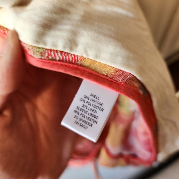 Banana Republic Floral Watercolor Linen Blend Belted Blazer - Picture 5 of 5